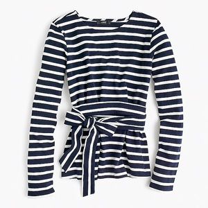 Jcrew Striped Belted crossback top in Navy